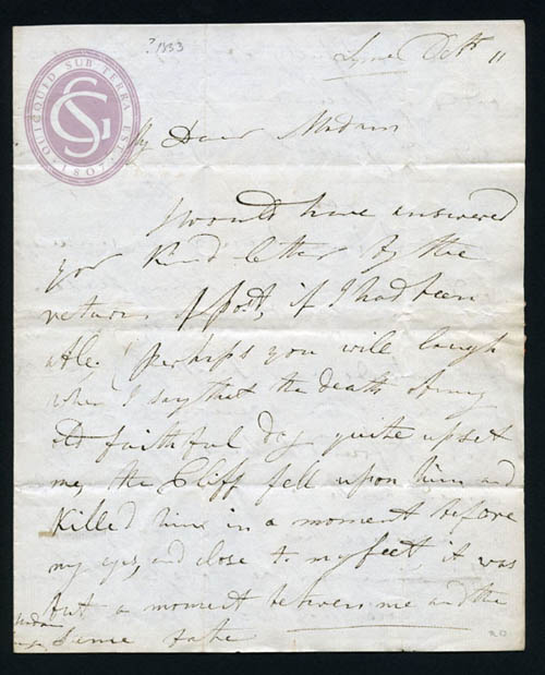 Letter from Mary Anning, watermarked